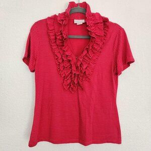 Soft Surrounding Ruffled neckline shirt